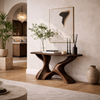 Sculptural Console Table – Solid Wood Artistic Base Table for Entryway Decor