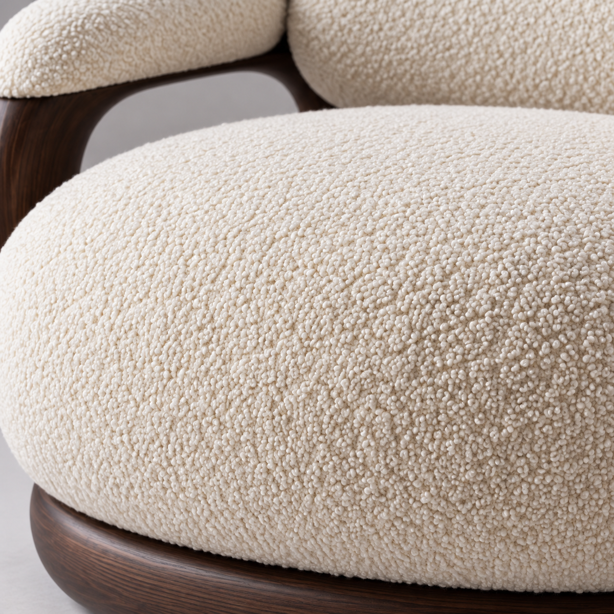 Sculptural Bouclé Swivel Lounge Chair