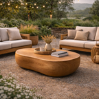 Organic Outdoor Coffee Table – Solid Wood Table for Patio and Garden