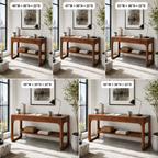 Rounded Wood Writing Desk – Solid Wood Office Desk with Lower Storage Shelf for Home Office Decor