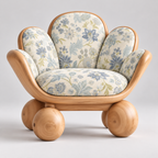 Floral Petal Wood Lounge Chair