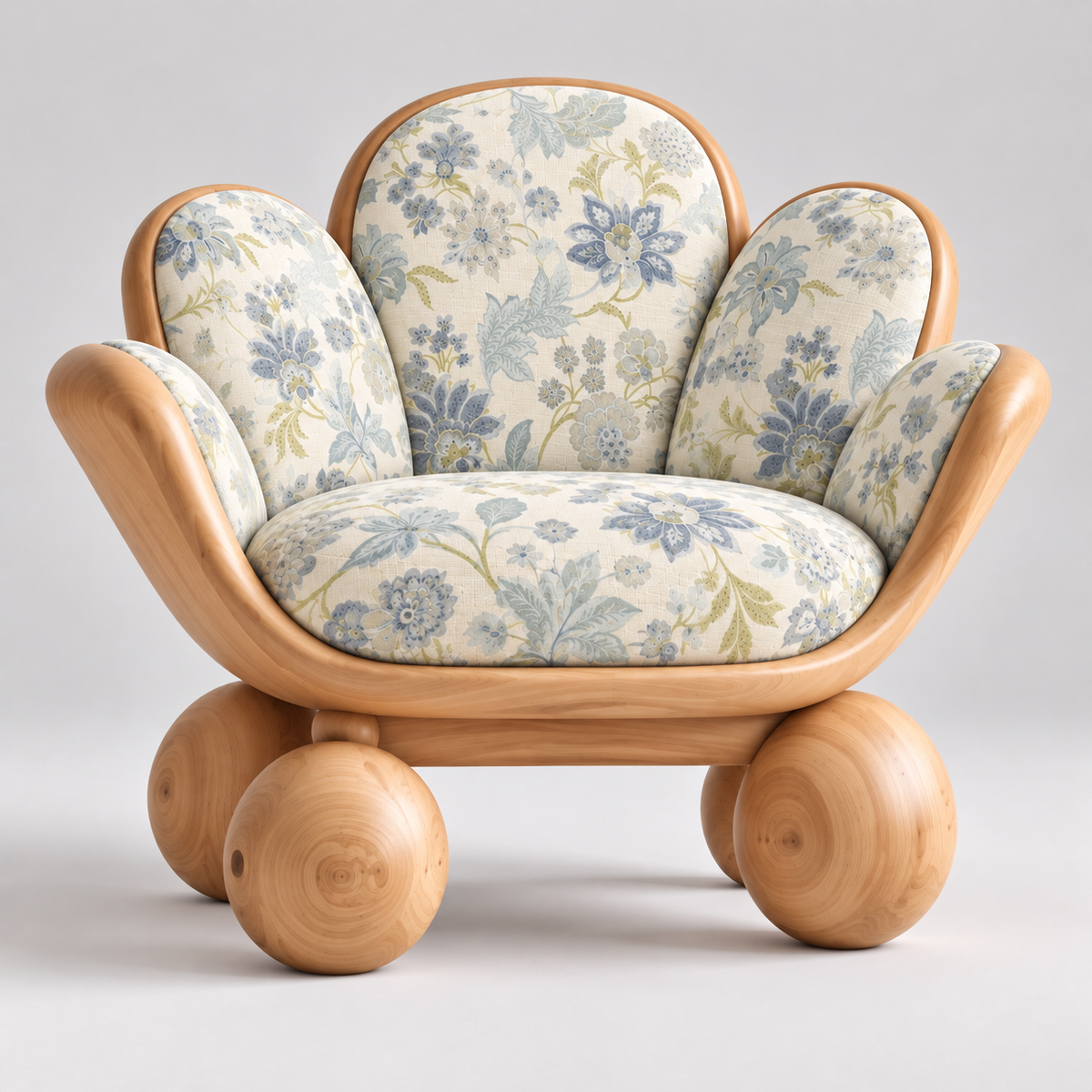 Floral Petal Wood Lounge Chair
