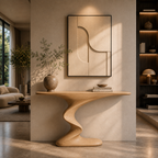 Sculptural Console Table – Solid Wood Modern Table for Entryway Decor