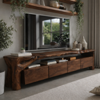 Solid Wood Live Edge Media Console – Sculptural TV Stand