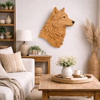 Wolf Head Wall Art – Solid Wood Decorative Panel for Rustic Home Deco