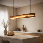 Live Edge Pendant Light – Solid Wood Linear Light for Kitchen Island or Dining Room