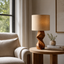Geometric Wood Table Lamp – Solid Wood Bedside Lamp for Living Room Decor