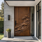 Solid Wood Entry Door – Handcrafted Natural Wooden Door Design