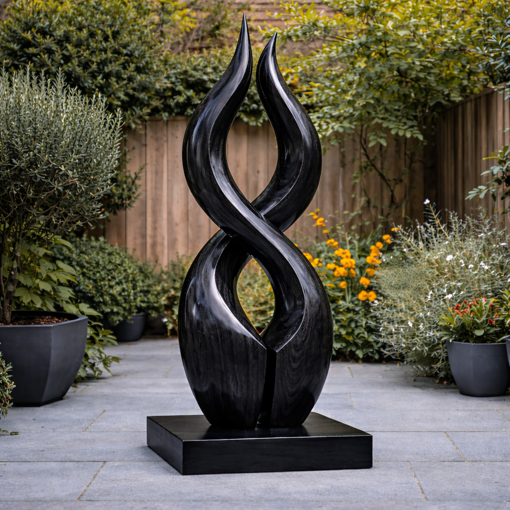 Wooden Outdoor Sculpture – Modern Natural Art Decor