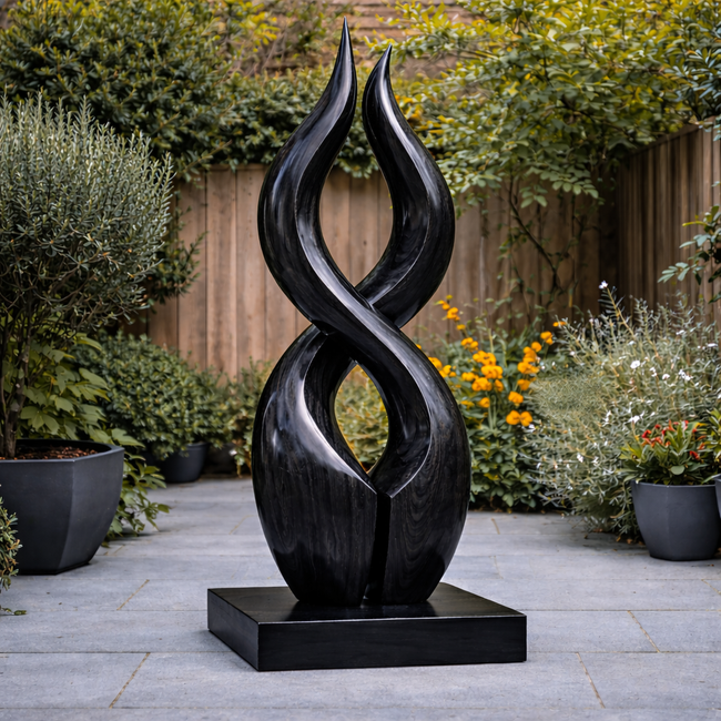 Wooden Outdoor Sculpture – Modern Natural Art Decor Main Image