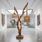 Tree Branch Floor Lamp – Solid Wood Standing Light for Living Room Decor