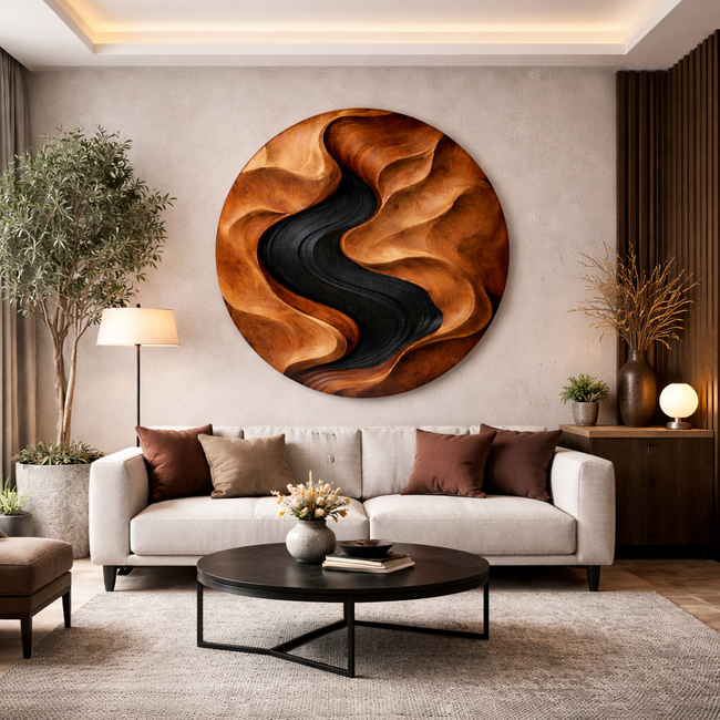 Carved Wooden Wall Art – Modern Natural Leaf Wall Sculpture Main Image