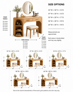 Makeup Vanity Table – Solid Wood Vanity with Round Mirror and Stool