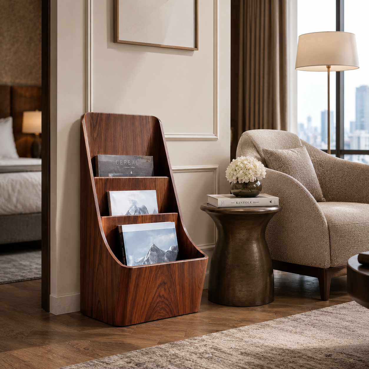 Magazine Rack – Solid Wood Display Stand for Reading Corner