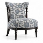 Floral Upholstered Accent Chair with Turned Wood Details