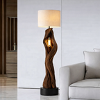 Sculptural Solid Wood Floor Lamp – Hand-Carved Organic Design