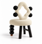 Sculptural Bouclé Accent Chair with Geometric Back