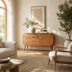Curved Sideboard – Solid Wood Storage Cabinet for Living Room