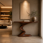 Sculptural Console Table – Solid Wood Modern Table for Entryway Decor