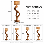 Sculptural Wood Floor Lamp – Solid Wood Standing Lamp for Living Room Decor