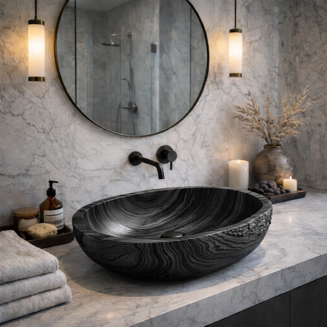 Vessel Sink – Handcrafted Solid Wood Sink for Luxury Spa Bathroom Main Image