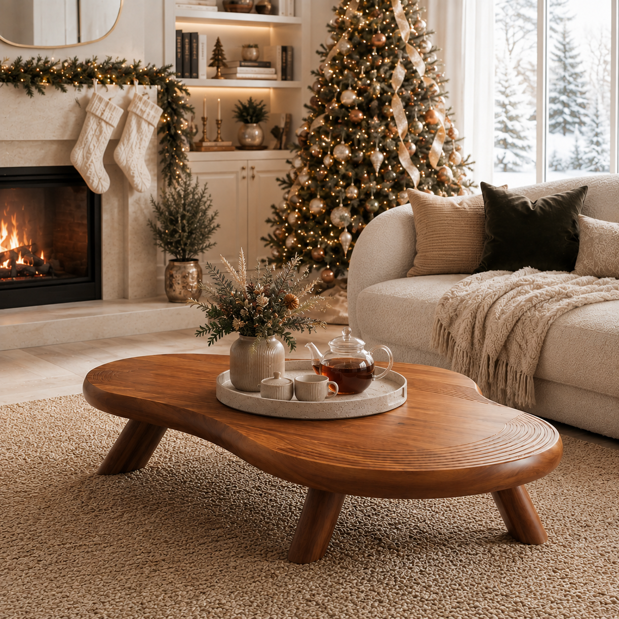 Organic Ripple Edge Wood Coffee Table