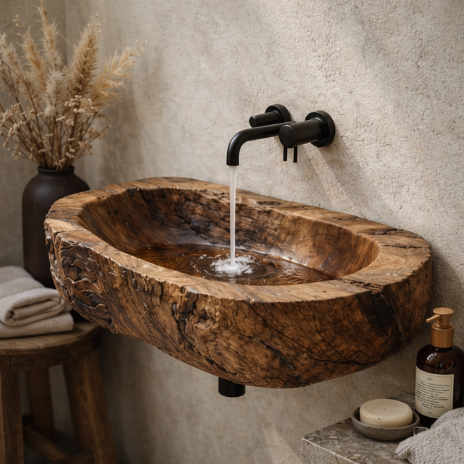 Petrified Wood Vessel Sink – Natural Fossil Wood Bathroom Vanity Bowl Hover Image