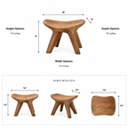 Saddle Wood Bathroom Stool – Solid Wood Low Accent Seat for Spa Decor