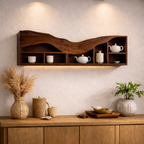 Curved Floating Shelf – Sculptural Solid Wood Wall Shelf with Storage