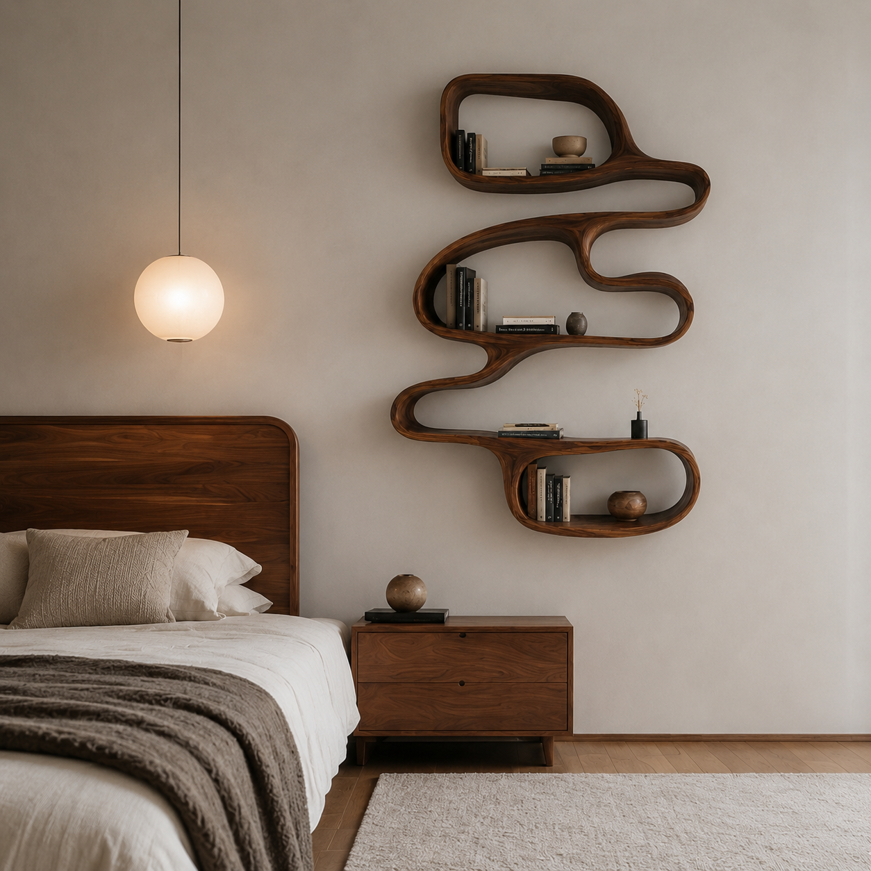 Flowing Loop Wood Wall Shelf