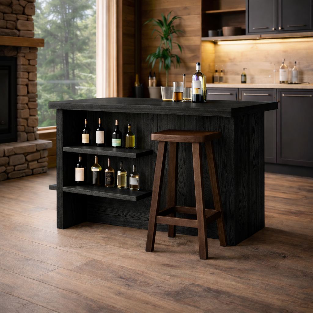 Kitchen Island – Solid Wood Island with Storage, Seating and Wine Rack