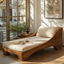 Curved Solid Wood Chaise Lounge with Cushion – Modern Lounger