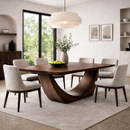 Modern Solid Wood Dining Table with Sculptural Base | Contemporary Statement Dining Table