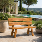 Wood Garden Bench – Solid Wood Outdoor Bench for Patio Decor