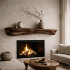 Live Edge Mantel Shelf – Rustic Solid Wood Fireplace Shelf