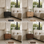 Solid Wood Nightstand – Mid Century Bedside Table for Bedroom Decor