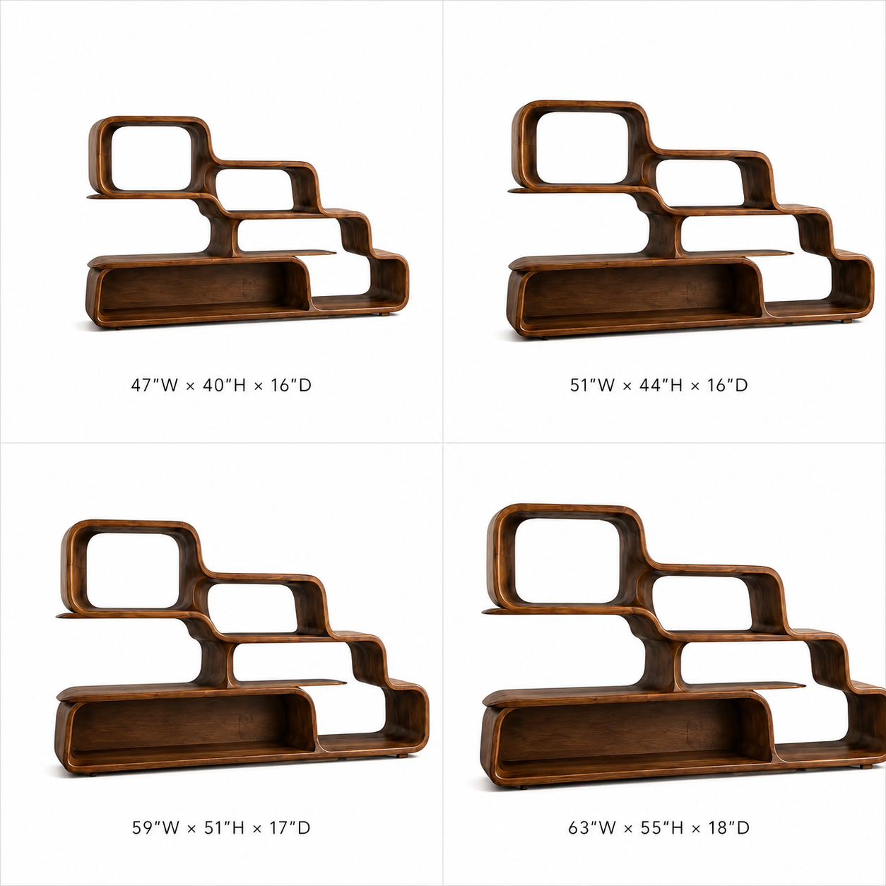 Modular Wood Bookshelf – Solid Wood Stacking Display Shelf for Living Room Decor