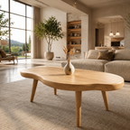 Round Coffee Table – Solid Wood Table for Living Room