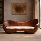 Solid Wood Wave Lounge Chair – Sculptural Accent Chair