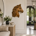 Horse Head Wood Wall Art – Solid Wood 3D Animal Sculpture for Entryway Decor