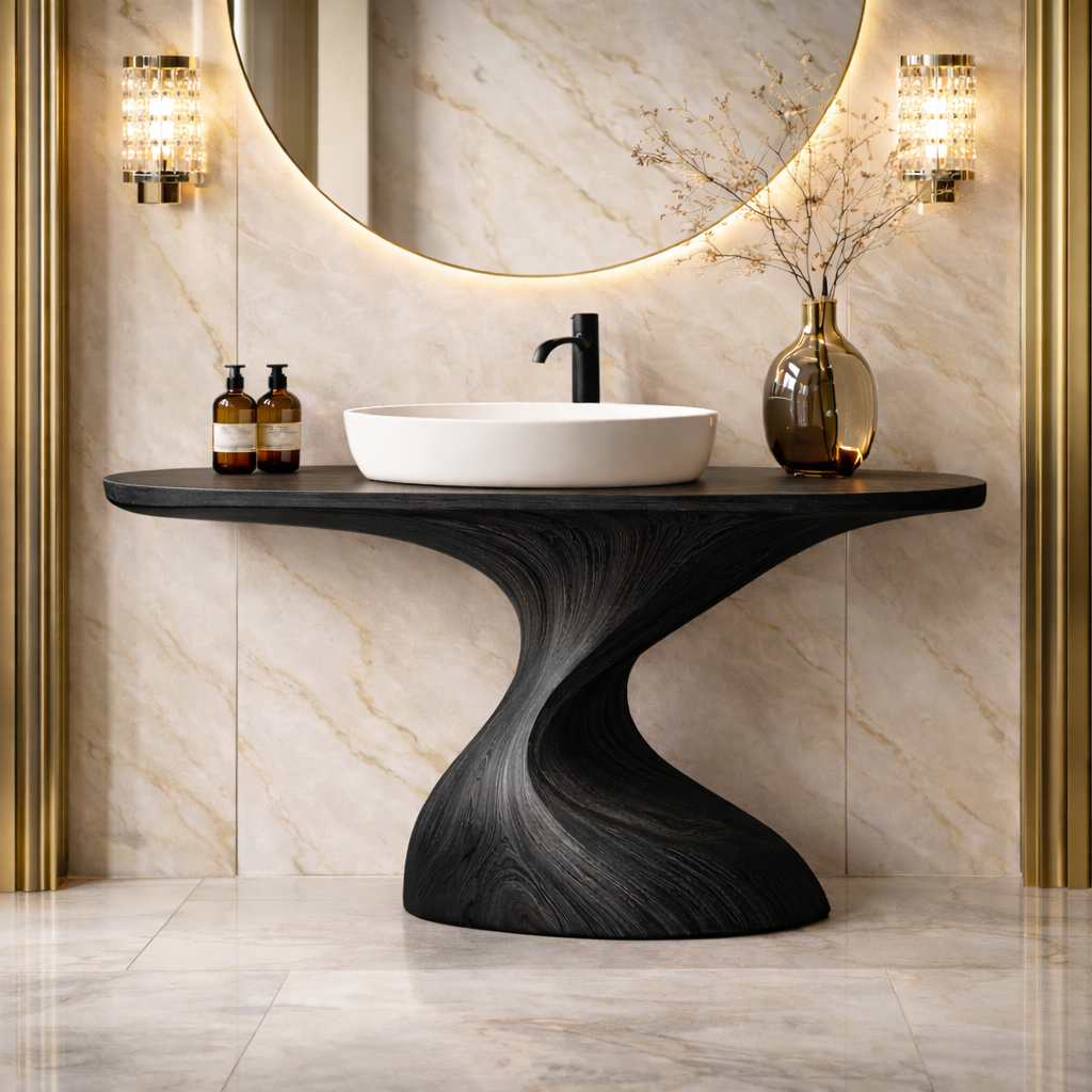 Tree Trunk Bathroom Vanity – Solid Wood Countertop Vanity for Bathroom Decor
