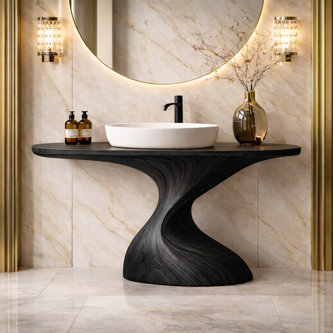 Tree Trunk Bathroom Vanity – Solid Wood Countertop Vanity for Bathroom Decor Main Image