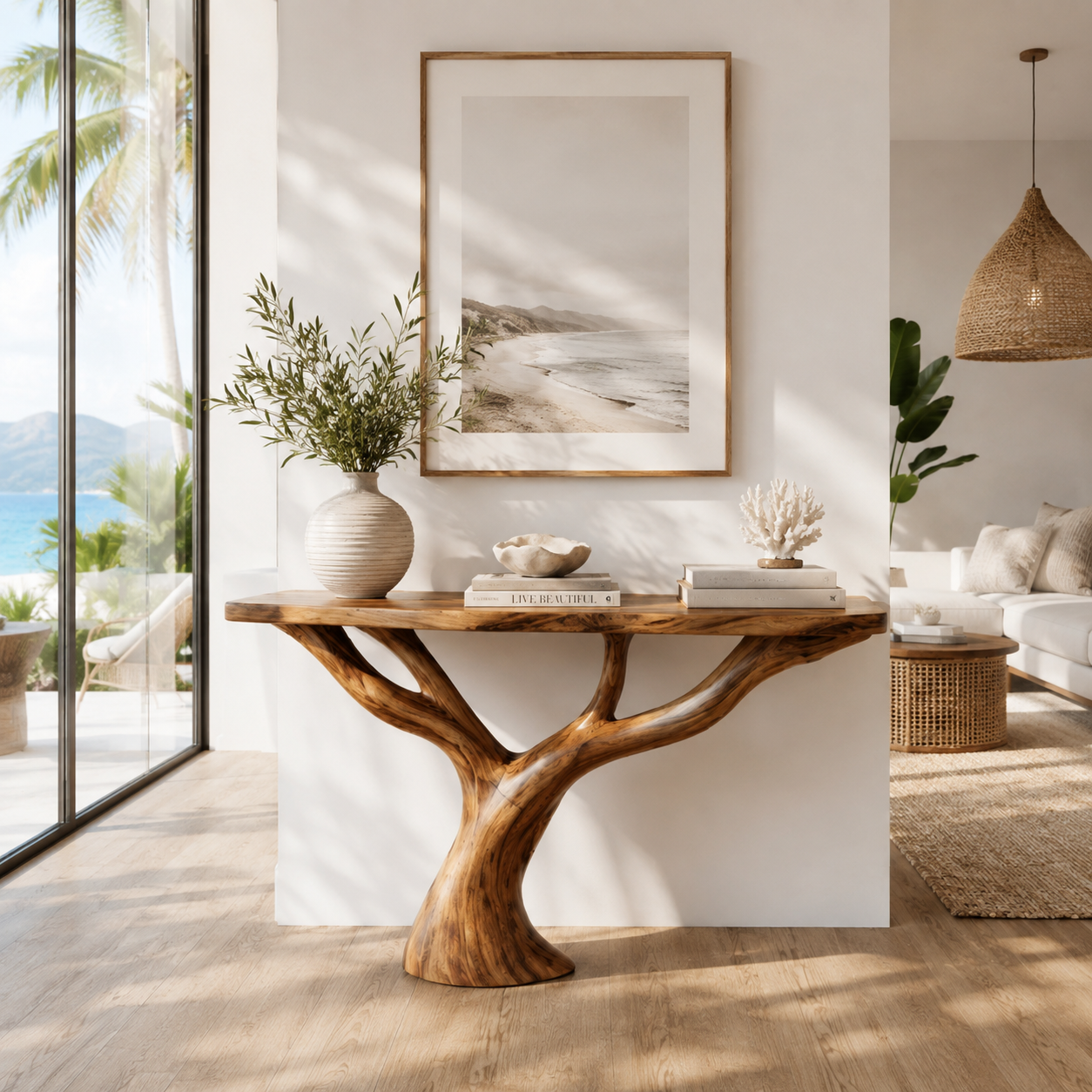 Organic Tree Branch Wood Console Table