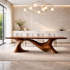 Wave Base Dining Table – Sculptural Solid Wood Table for Luxury Dining Room