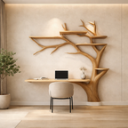 Tree Wall Shelf Desk – Wooden Workspace Wall Organizer