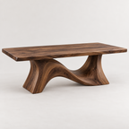 Sculptural Wave Base Wood Dining Table