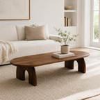 Arched Base Oval Wood Coffee Table