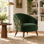 Botanical Velvet Barrel Accent Chair with Wood Legs