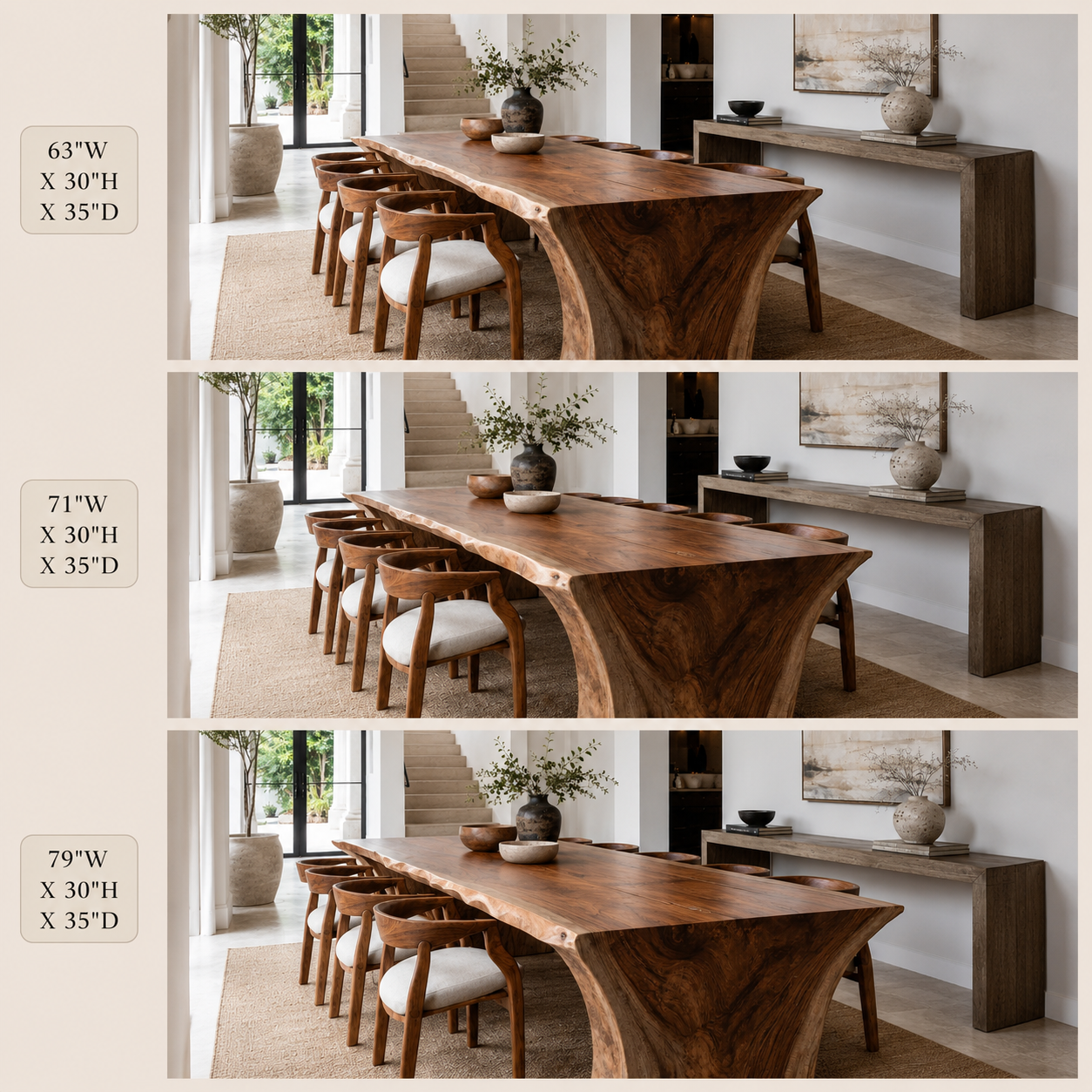 Live Edge Wood Dining Table – Solid Wood Statement Table for Dining Room Decor