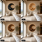 Round Wave Wood Wall Art – Solid Wood Backlit Wall Sculpture for Bedroom Decor